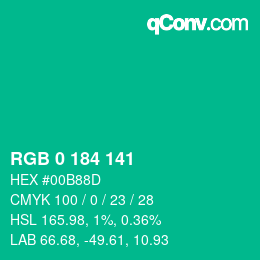 Color code: RGB 0 184 141 | qconv.com
