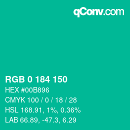 Código de color: RGB 0 184 150 | qconv.com