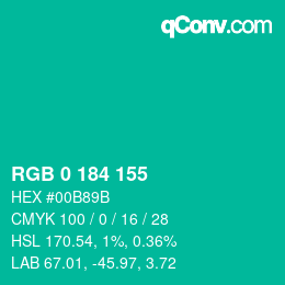 Code couleur: RGB 0 184 155 | qconv.com