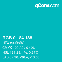 Color code: RGB 0 184 188 | qconv.com