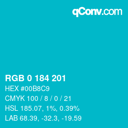 Color code: RGB 0 184 201 | qconv.com