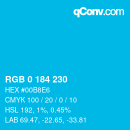 Color code: RGB 0 184 230 | qconv.com