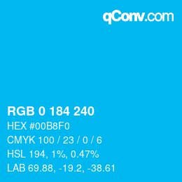 Color code: RGB 0 184 240 | qconv.com