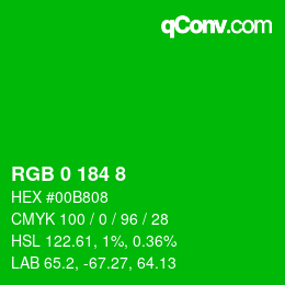 Color code: RGB 0 184 8 | qconv.com
