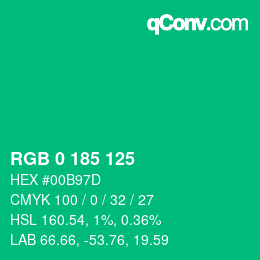 Color code: RGB 0 185 125 | qconv.com