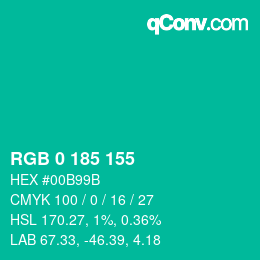 Color code: RGB 0 185 155 | qconv.com