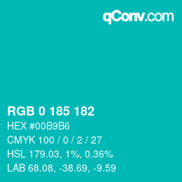 Color code: RGB 0 185 182 | qconv.com