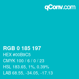 Color code: RGB 0 185 197 | qconv.com