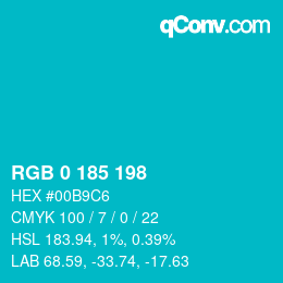 Color code: RGB 0 185 198 | qconv.com