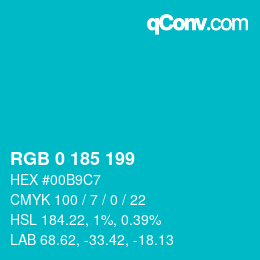 Color code: RGB 0 185 199 | qconv.com