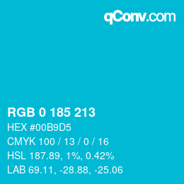 Color code: RGB 0 185 213 | qconv.com