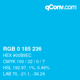 Color code: RGB 0 185 236 | qconv.com