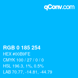 Color code: RGB 0 185 254 | qconv.com