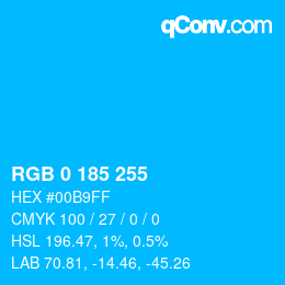 Color code: RGB 0 185 255 | qconv.com