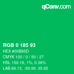 Color code: RGB 0 185 93 | qconv.com