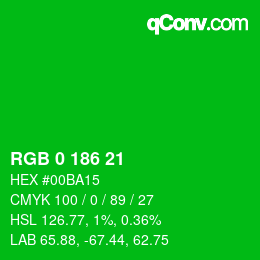 Color code: RGB 0 186 21 | qconv.com