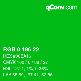 Color code: RGB 0 186 22 | qconv.com