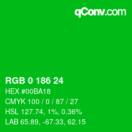 Color code: RGB 0 186 24 | qconv.com