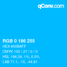 Farbcode: RGB 0 186 255 | qconv.com