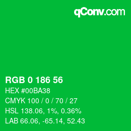 Color code: RGB 0 186 56 | qconv.com