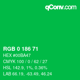 Color code: RGB 0 186 71 | qconv.com