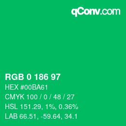 Color code: RGB 0 186 97 | qconv.com