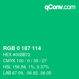 Color code: RGB 0 187 114 | qconv.com
