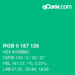 Color code: RGB 0 187 128 | qconv.com