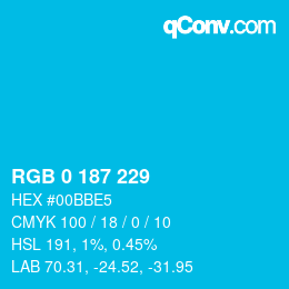 Color code: RGB 0 187 229 | qconv.com