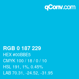 Color code: RGB 0 187 229 | qconv.com