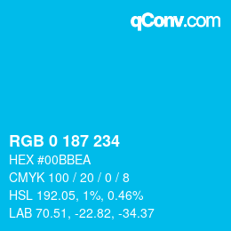 Color code: RGB 0 187 234 | qconv.com