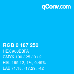 カラーコード: RGB 0 187 250 | qconv.com