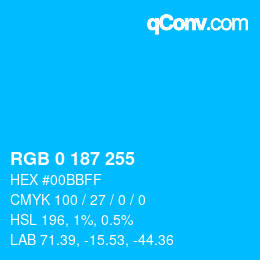 Color code: RGB 0 187 255 | qconv.com