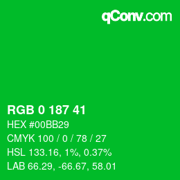 Color code: RGB 0 187 41 | qconv.com