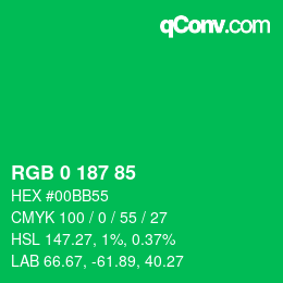 Color code: RGB 0 187 85 | qconv.com