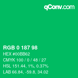 Color code: RGB 0 187 98 | qconv.com