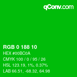 Color code: RGB 0 188 10 | qconv.com