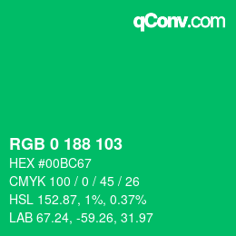 Color code: RGB 0 188 103 | qconv.com