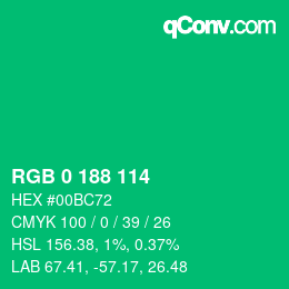 Color code: RGB 0 188 114 | qconv.com