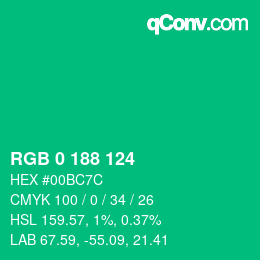 Color code: RGB 0 188 124 | qconv.com