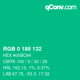 Color code: RGB 0 188 132 | qconv.com