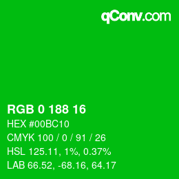 Color code: RGB 0 188 16 | qconv.com