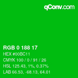 Color code: RGB 0 188 17 | qconv.com