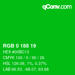 Color code: RGB 0 188 19 | qconv.com