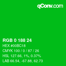 Color code: RGB 0 188 24 | qconv.com