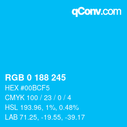 Color code: RGB 0 188 245 | qconv.com