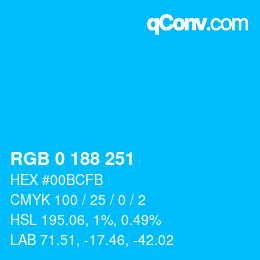 颜色代码: RGB 0 188 251 | qconv.com