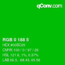 Color code: RGB 0 188 5 | qconv.com
