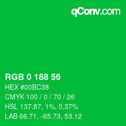 Color code: RGB 0 188 56 | qconv.com