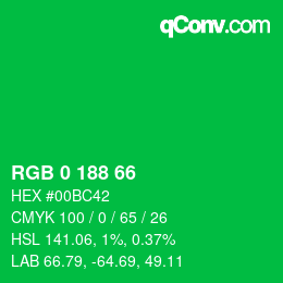 Color code: RGB 0 188 66 | qconv.com